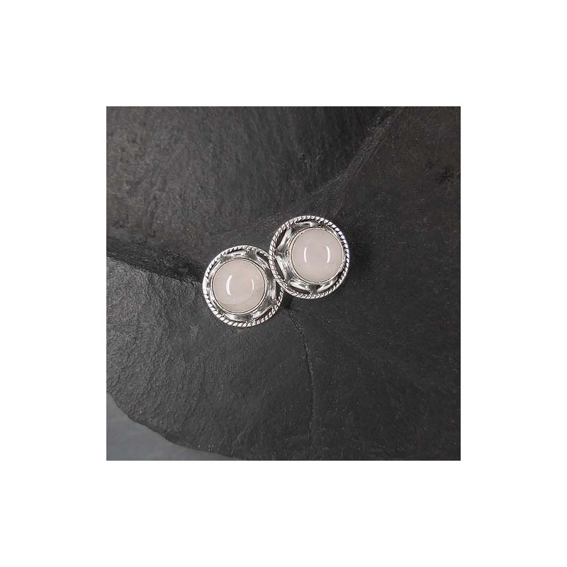 Rosenquarz Ohrstecker Rund