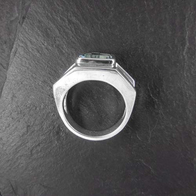 Blautopas Ring Eckig