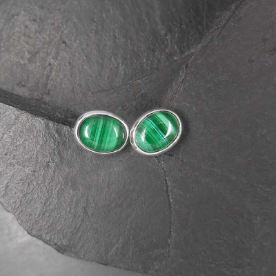 Malachit Ohrstecker Oval
