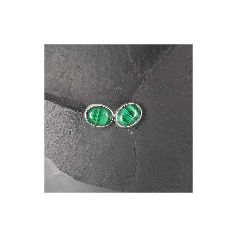 Malachit Ohrstecker Oval