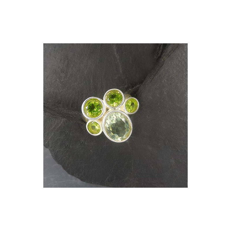 Prasiolith Ring mit Peridot