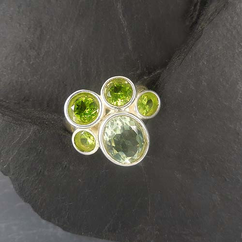 Prasiolith Ring mit Peridot
