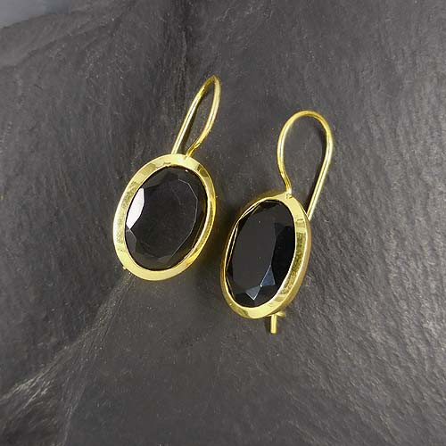 Onyx Ohrringe Oval Vergoldet