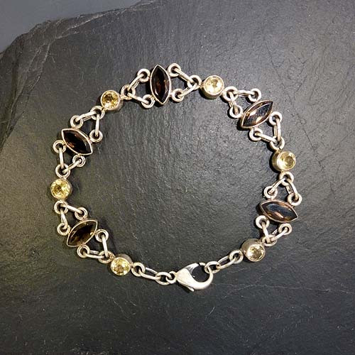 Citrin Armband mit Rauchquarz