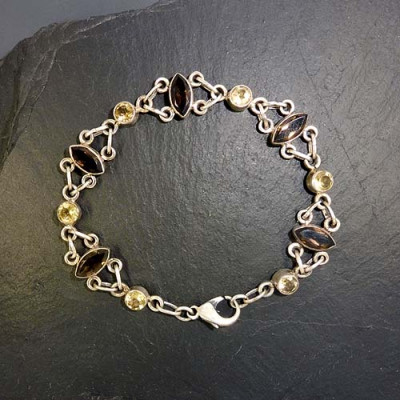 Citrin Armband mit Rauchquarz