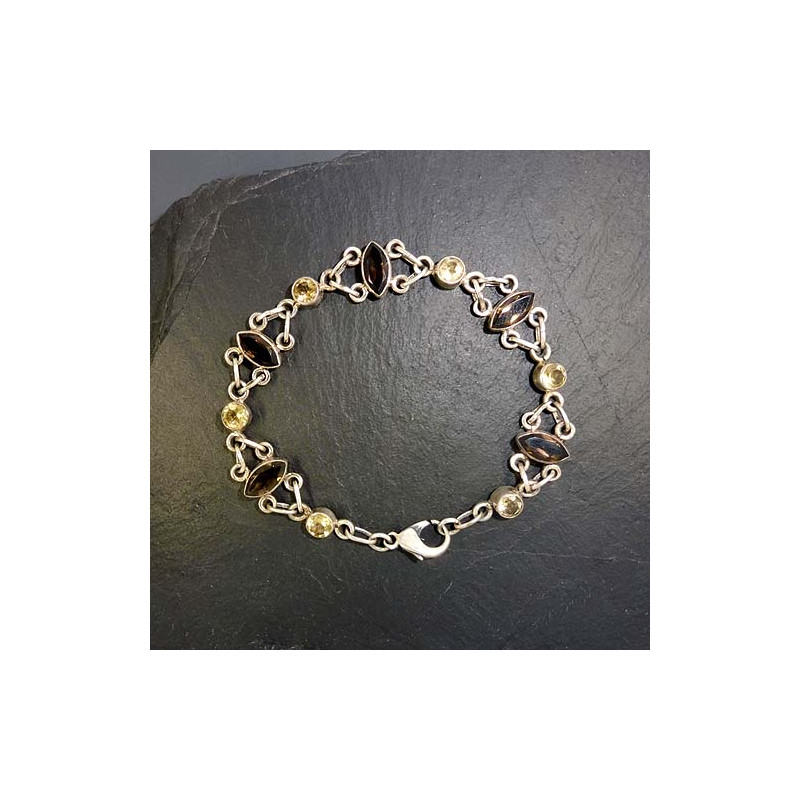 Citrin Armband mit Rauchquarz