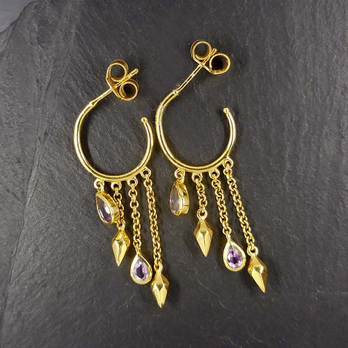 Amethyst Ohrringe Creole Vergoldet