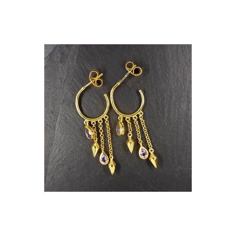 Amethyst Ohrringe Creole Vergoldet