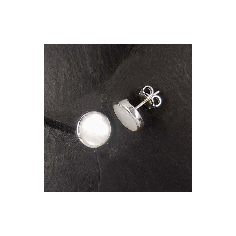 Perlmutt Ohrstecker Rund
