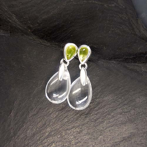 Bergkristall Ohrringe mit Peridot