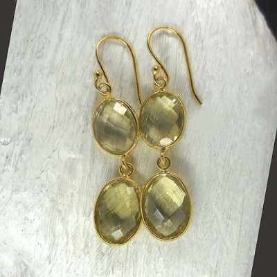 Lemon Citrin Ohrringe Vergoldet