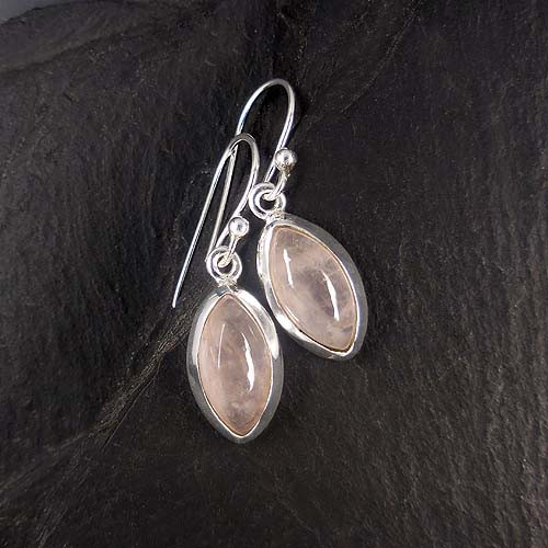 Rosenquarz Ohrringe Navette