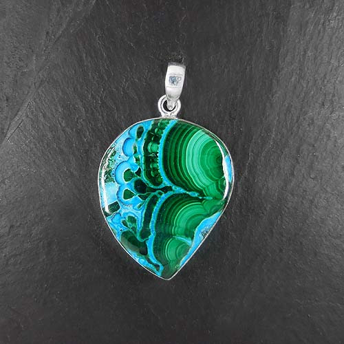 Chrysokoll-Malachit Anhänger Tropfen