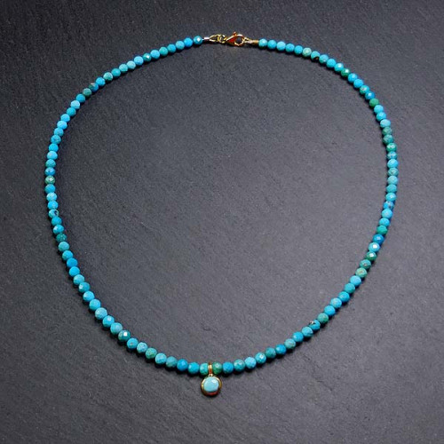 Türkiskette mit Anhänger Vergoldet