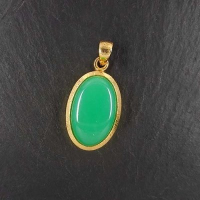 Chrysopras Anhänger Vergoldet
