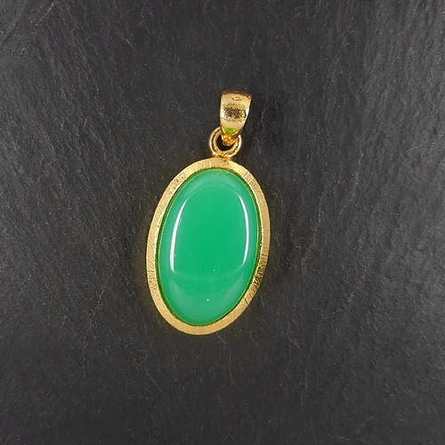 Chrysopras Anhänger Vergoldet