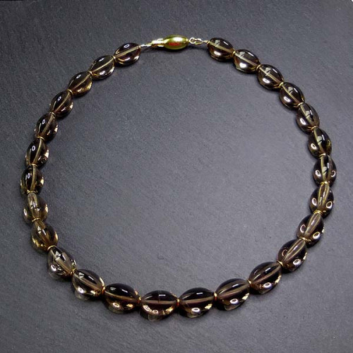 Rauchquarzkette Vergoldet