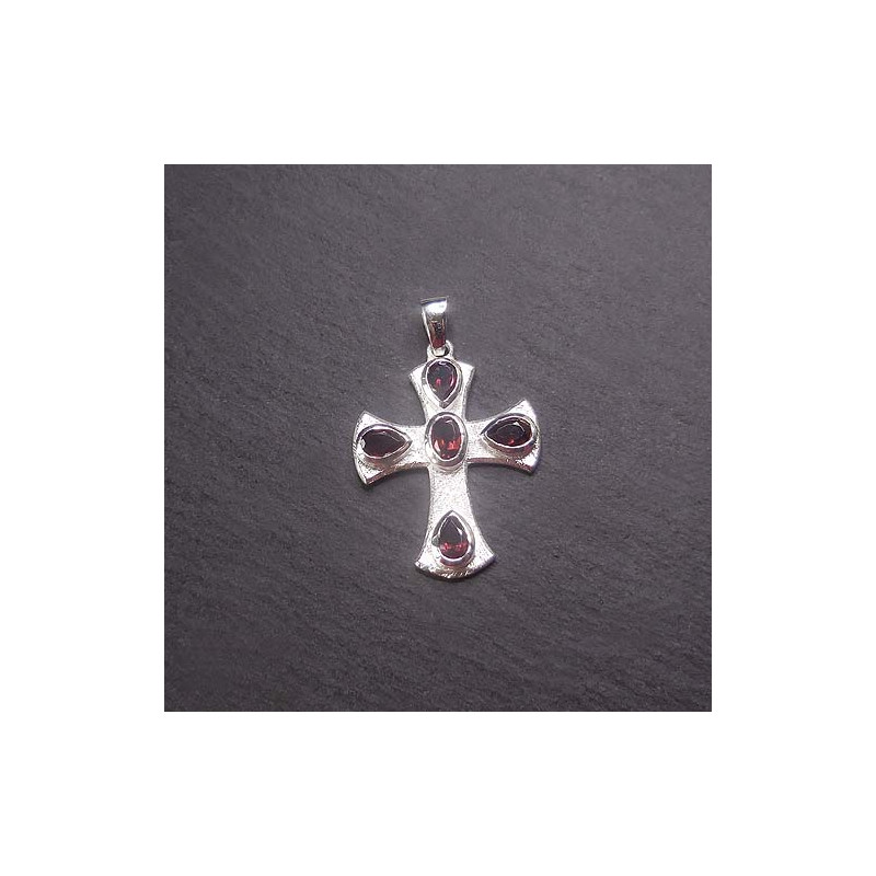 Granat Anhänger Kreuz