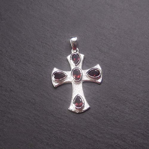 Granat Anhänger Kreuz