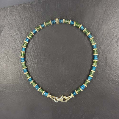 Apatitarmband mit Fluorit und Gold