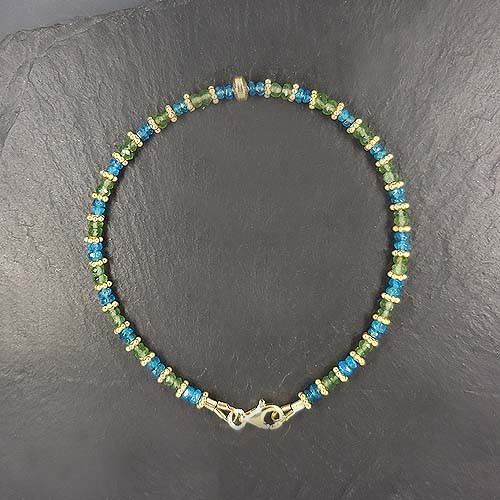 Apatitarmband mit Fluorit und Gold