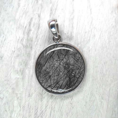 Turmalinquarz Anhänger Rund