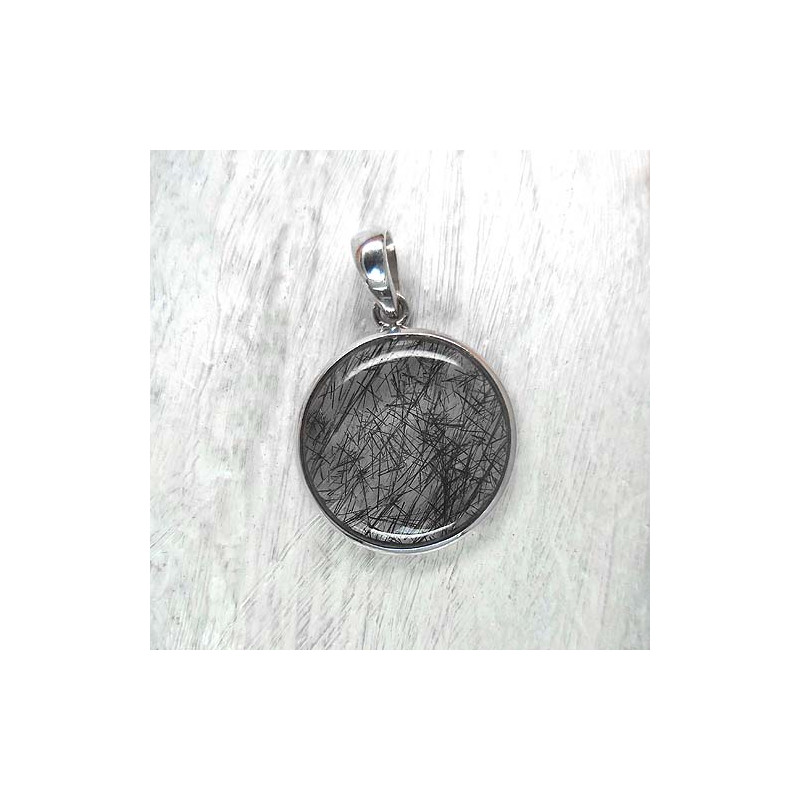 Turmalinquarz Anhänger Rund