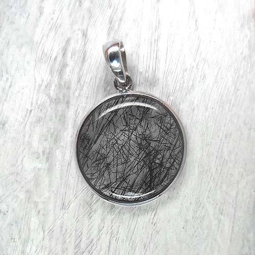 Turmalinquarz Anhänger Rund