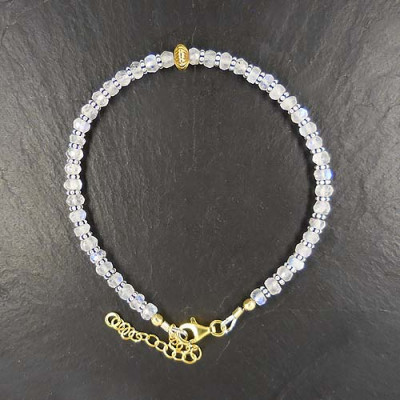 Mondstein Armband mit Silber- und Goldperlen
