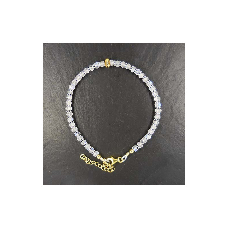 Mondstein Armband mit Silber- und Goldperlen