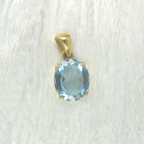 Blautopas Anhänger Vergoldet