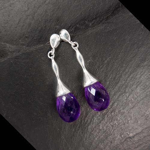 Amethyst Ohrringe Tropfen Lang