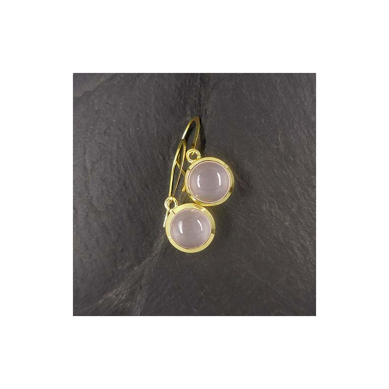 Rosenquarz Ohrringe Rund Vergoldet