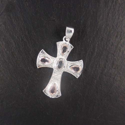 Rosenquarz Anhänger Kreuz