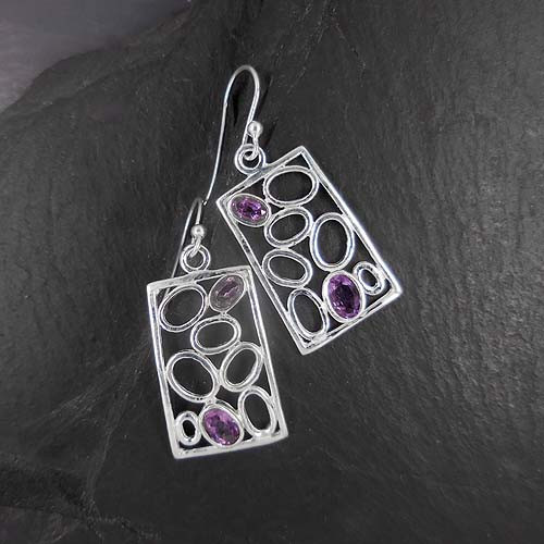 Amethyst Ohrringe Eckig