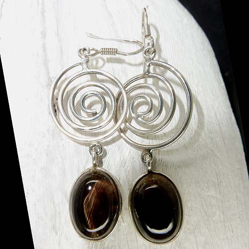 Rauchquarz Ohrringe Lang