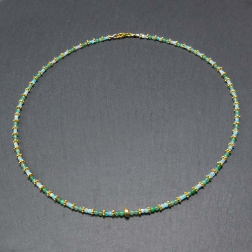 Chrysopras Kette mit Amazonit