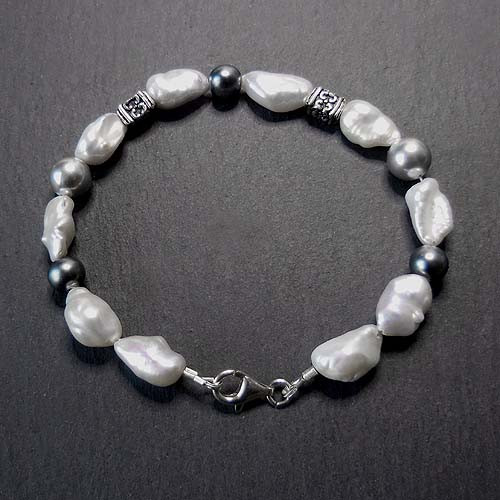 Süßwasserperlen Armband mit Silber