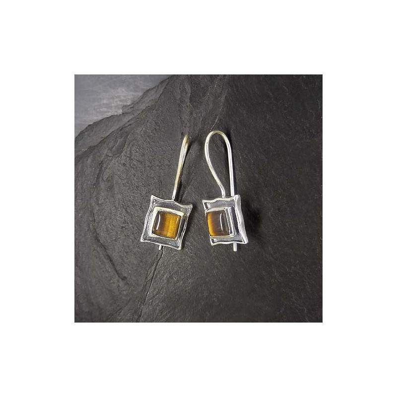 Tigerauge Ohrringe Eckig