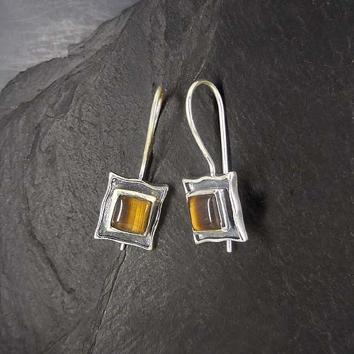 Tigerauge Ohrringe Eckig
