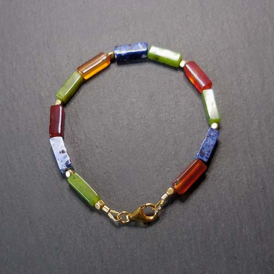 Karneol Armband mit Serpentin und Sodalith