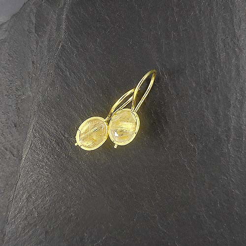 Rutilquarz Ohrringe Oval Vergoldet