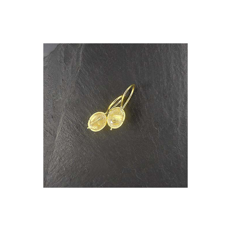 Rutilquarz Ohrringe Oval Vergoldet