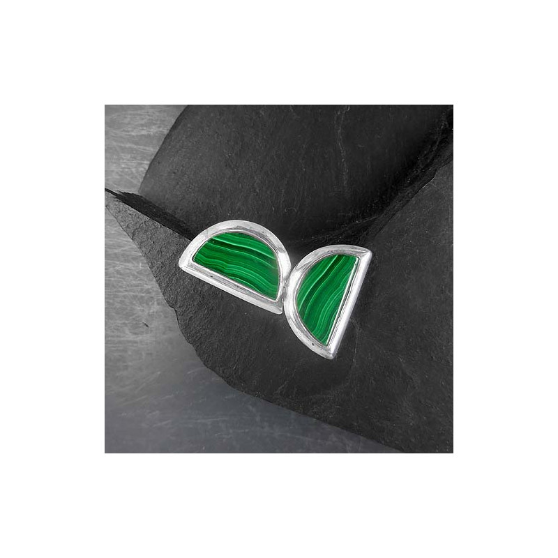 Malachit Ohrstecker Halbrund