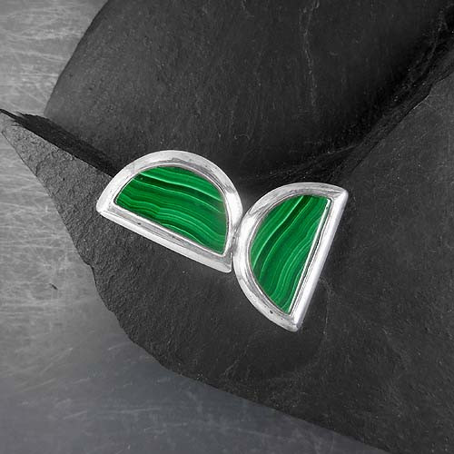 Malachit Ohrstecker Halbrund