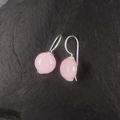 Rosenquarz Ohrringe Rund