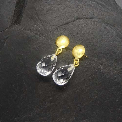Bergkristall Ohrringe Tropfen Vergoldet
