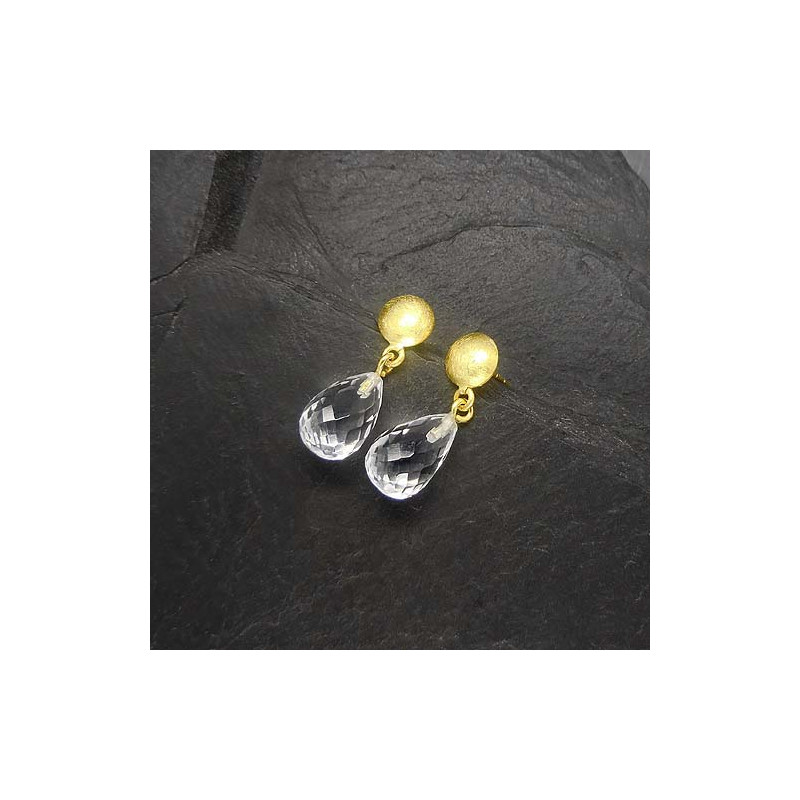 Bergkristall Ohrringe Tropfen Vergoldet