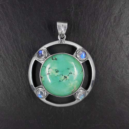 Türkis Anhänger mit 4 Mondsteinen