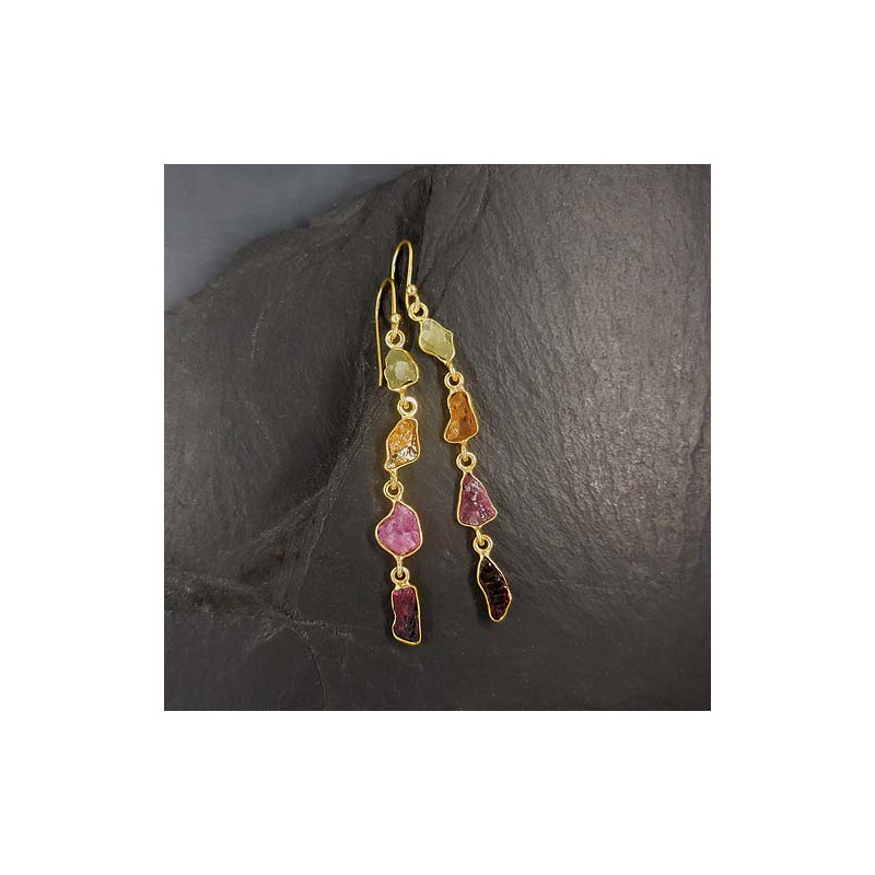 Turmalin Ohrringe Bunt Vergoldet